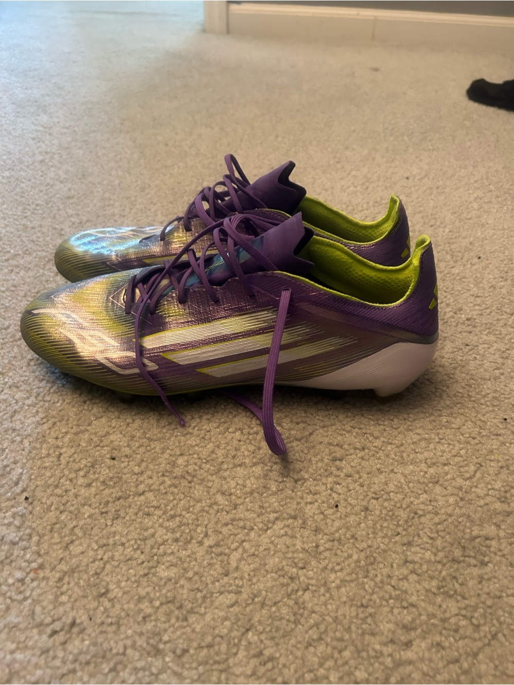 Adidas f50 purple and green size 10.5